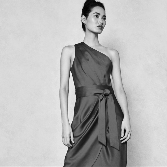 Reiss Dresses & Skirts - {reiss} silk one-shoulder drape bubble dress
